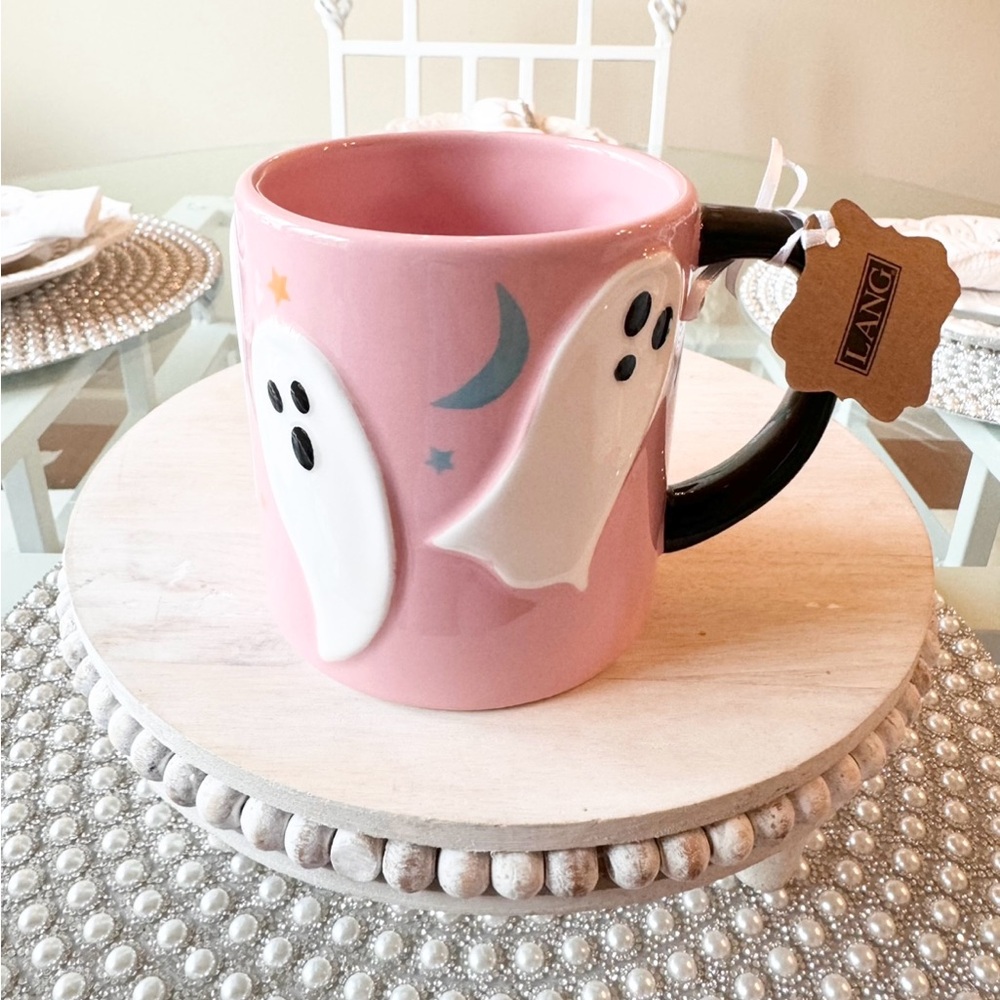 👻🩷 PINK GHOST Halloween Spooky Mug Lang NEW - Picture 2 of 4